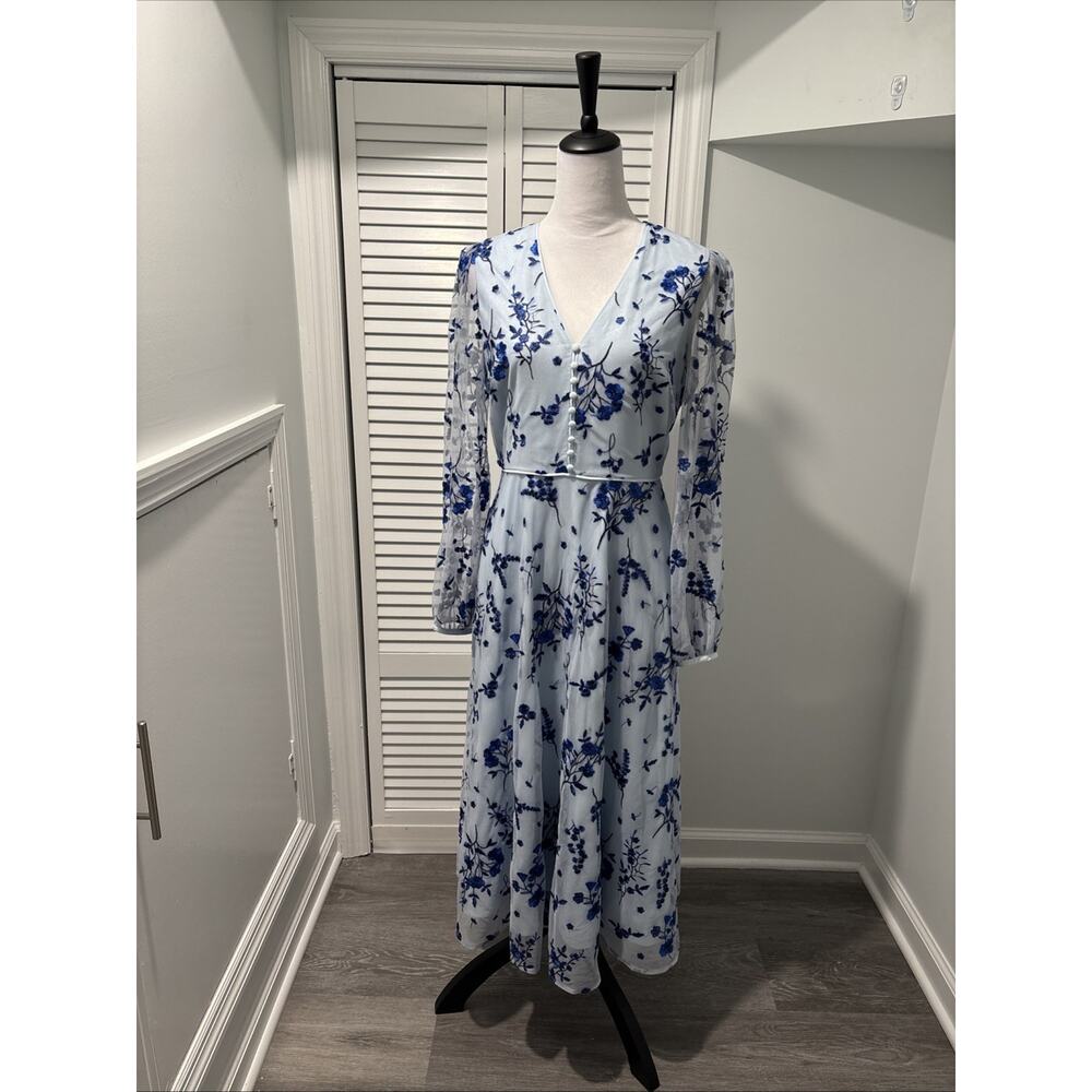 Hobbs London Ella Midi Dress Sz 6 Embroidered Fairycore Boho Cottagecore Floral